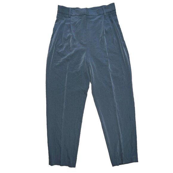 H&M Dress Pants Size 8 Gray Tapered High Rise Pleated Front Pockets New B1 NWTS - Picture 1 of 13